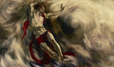 片多徳郎「霹靂」1919年北海道立近代美術館の左の画像