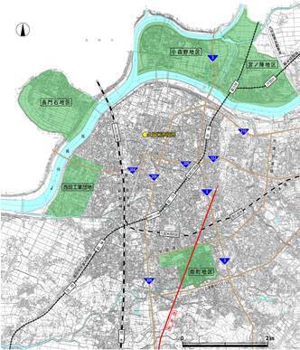 久留米市中央部対象外（埋蔵文化財の照会不要）区域図（令和6年3月現在）