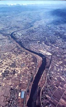 筑後川と久留米市の鳥瞰