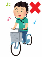 自転車　イヤホンの利用