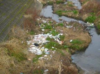 川に投棄されたゴミ