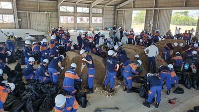 田主丸の土嚢作成状況
