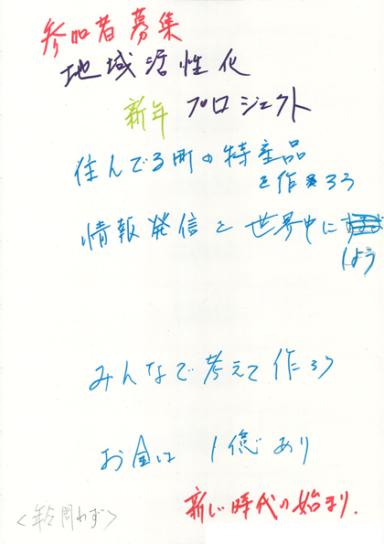 参加者が作成した「新年プロジェクト」のチラシ
