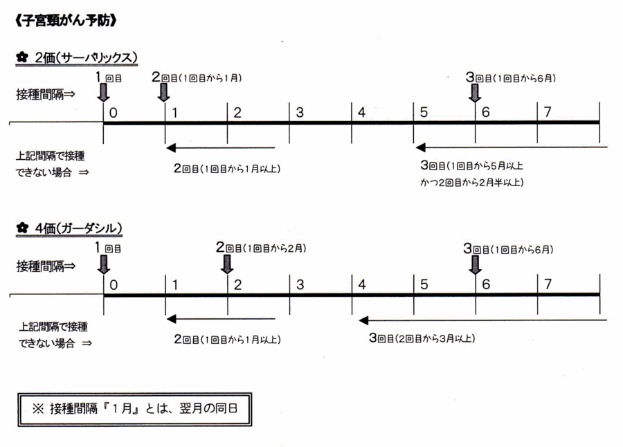 子宮頸がん予防ワクチンの接種スケジュールです。