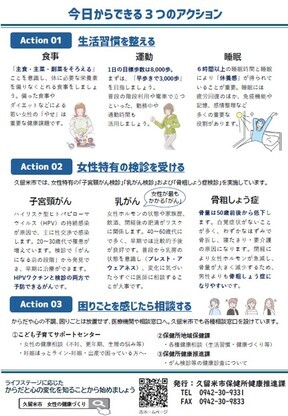 女性の健康に関する資料の裏面