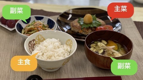 主食・主菜・副菜がそろった食事