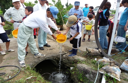 子ども会と一緒に在来生物の育成のための活動をしています