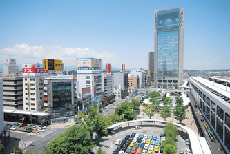 郡山駅前とビッグアイ