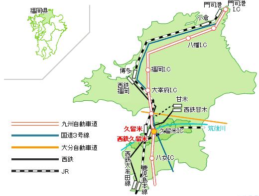 地図　県内からのアクセス